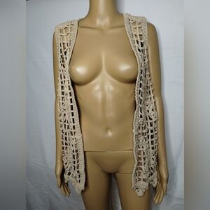 Cato Womens Open Front White Crochet Cottage Core Boho Size XL Beautiful!